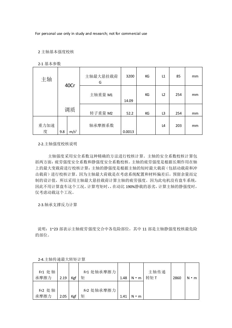 主轴校核