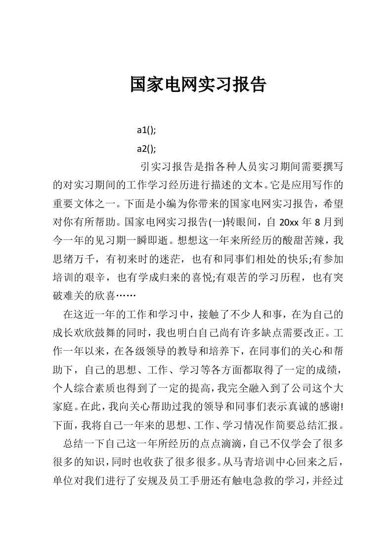 国家电网实习报告