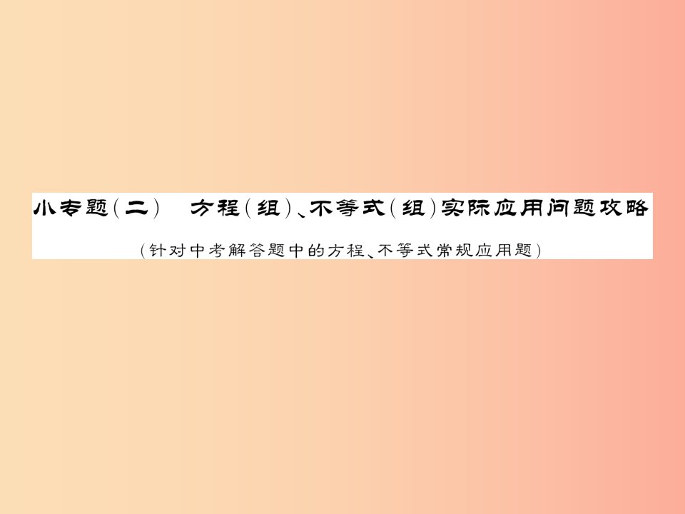 课标版通用2019中考数学总复习第二轮小专题集训题型专攻小专题二习题课件