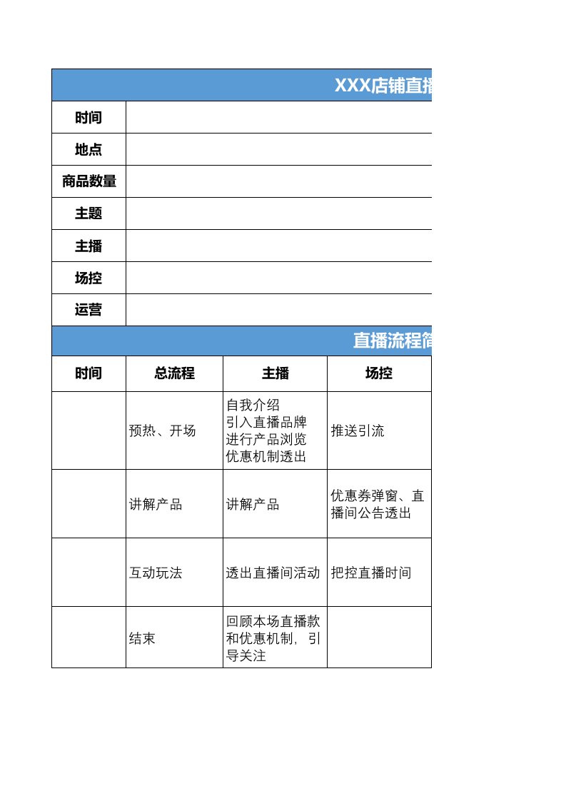 电商带货直播脚本模板