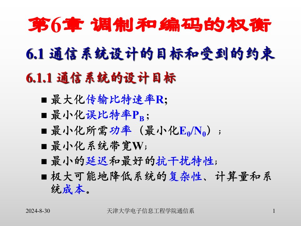 管理学第章天津大学侯萍老师通信原理与系统通用课件之调制与编码的权衡