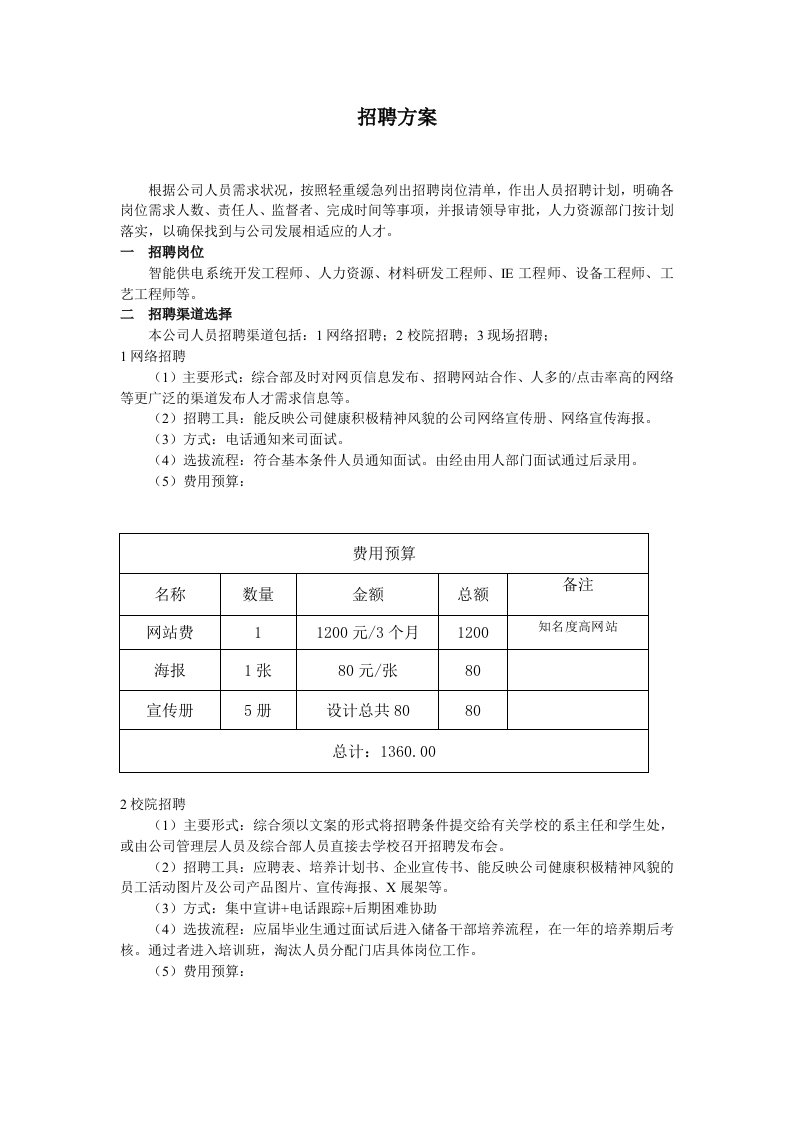 招聘会方案