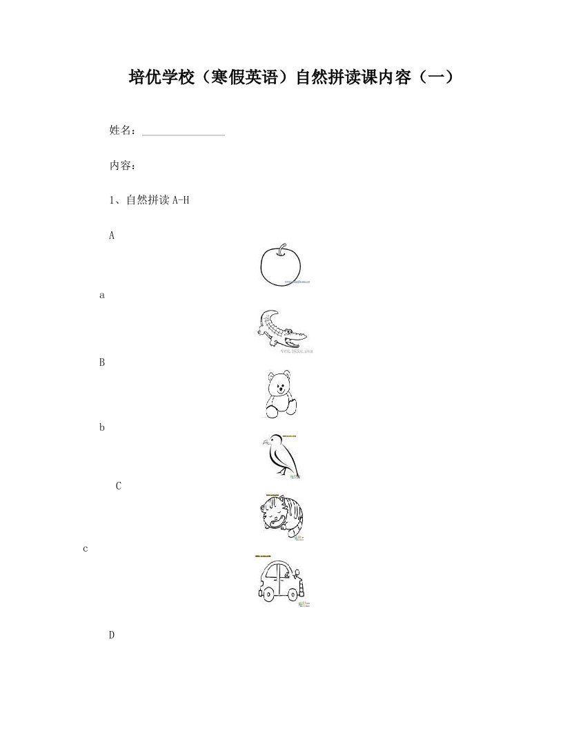 自然拼读课内容及课后练习