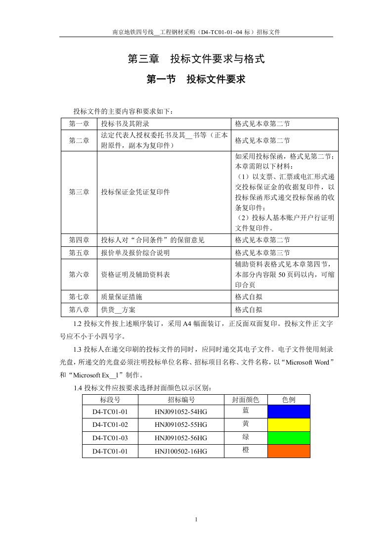 南京地铁四号线一期工程钢材采购招标(D4-TC01-01~04标)