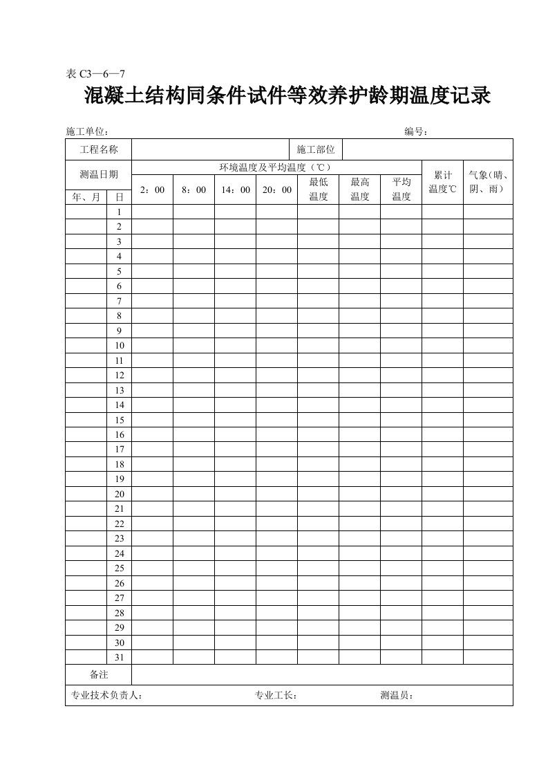 建筑资料-表C3—6—7