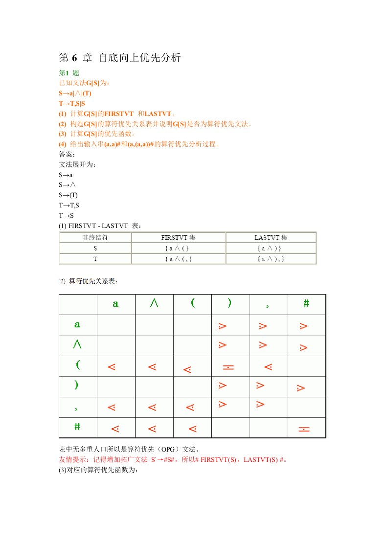 编译原理第六章答案