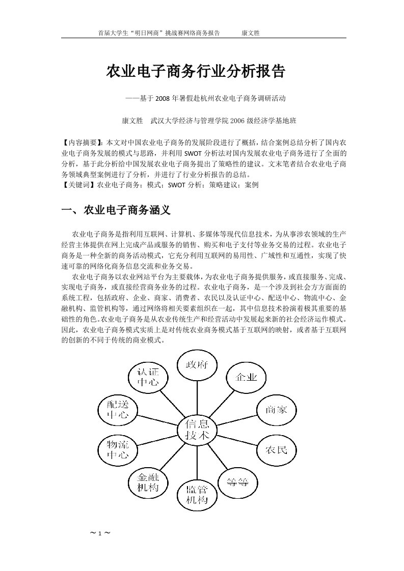 中国农业电子商务发展报告