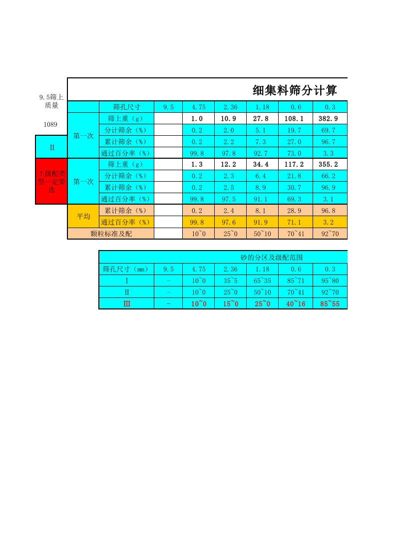 细集料筛分计算(全自动算)xls