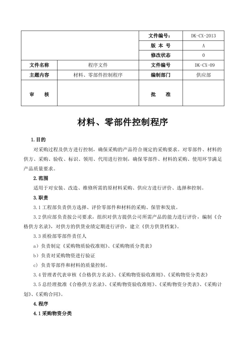 材料、零部件控制程序