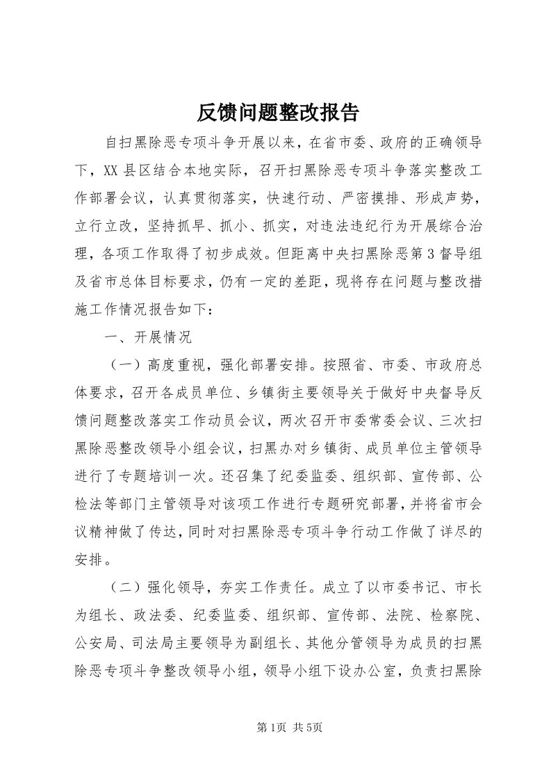 反馈问题整改报告