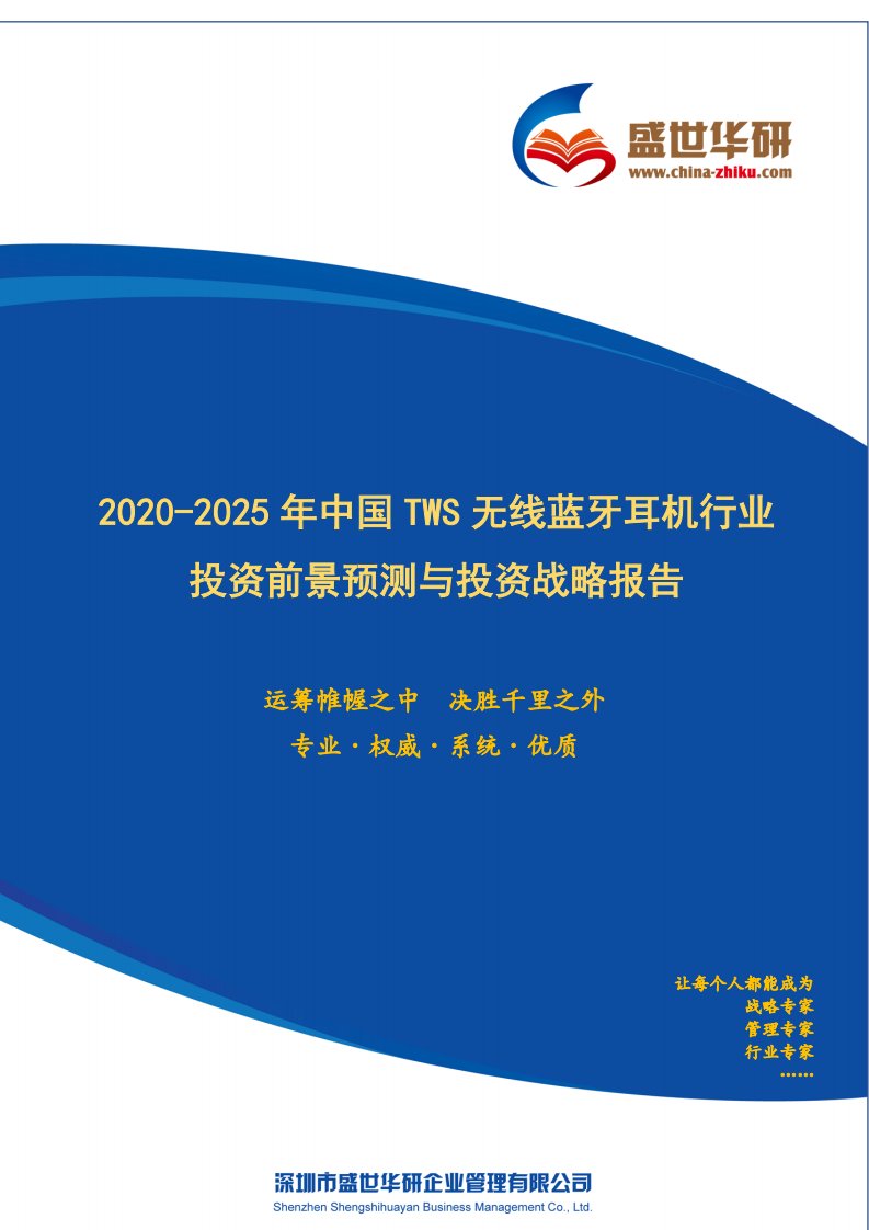 【完整版】2020-2025年中国TWS无线蓝牙耳机行业投资前景预测与投资战略咨询报告