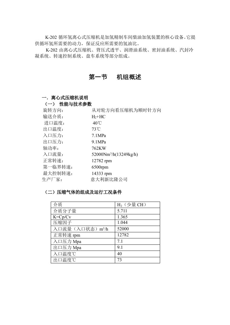 K202操作规程(氢气离心压缩机)