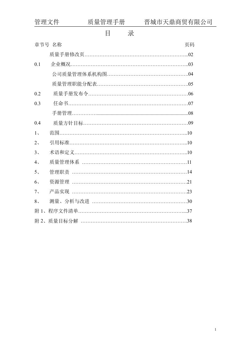 精选ISOO900质量手册