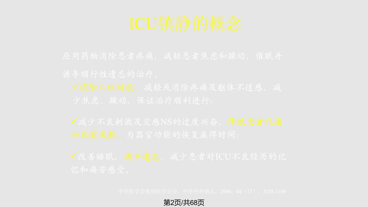 ICU患者的镇静镇痛问题