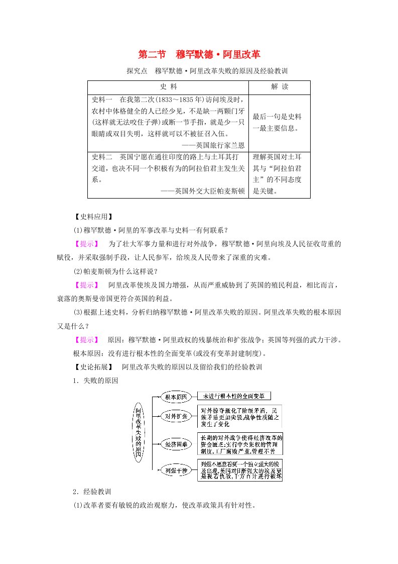 高中历史第6章埃及穆罕默德阿里改革第2节穆罕默德阿里改革探究拓展素材北师大版选修1