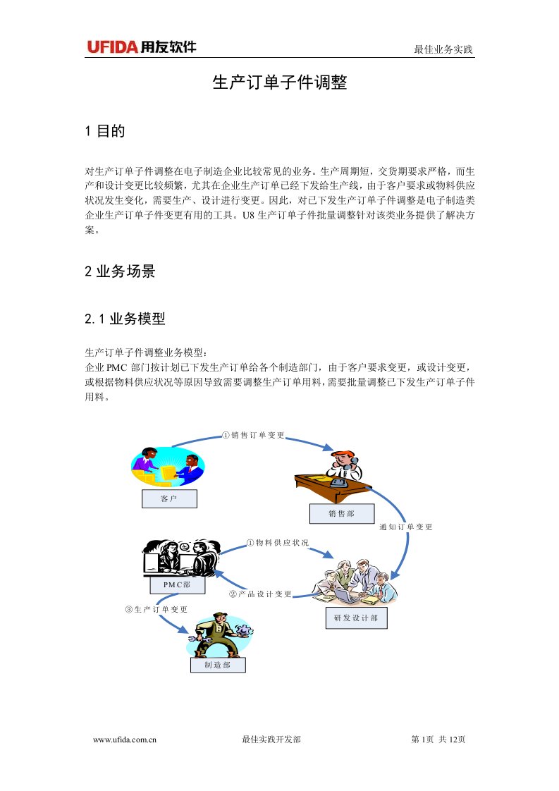 U8-电子行业-E803生产订单子件调整(word)