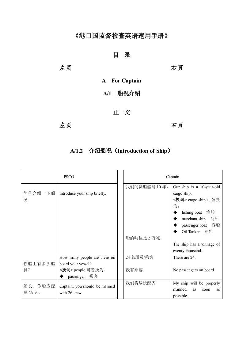 港口国监督检查英语速用手册