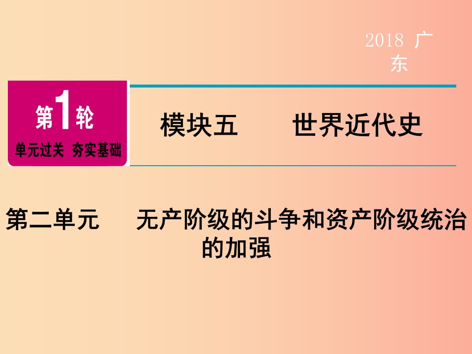 广东省2019年中考历史总复习第1轮模块五世界近代史第2单元无产阶级的斗争和资产阶级统治的加强课件