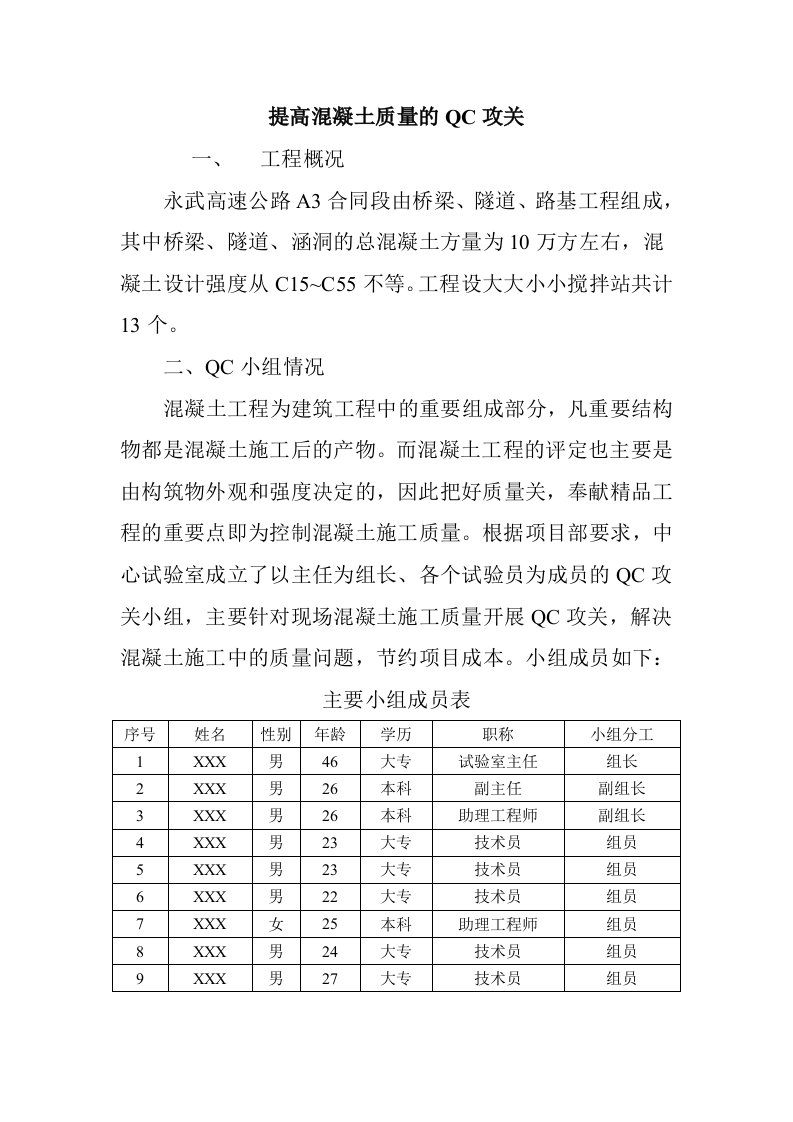 提高混凝土质量的QC攻关