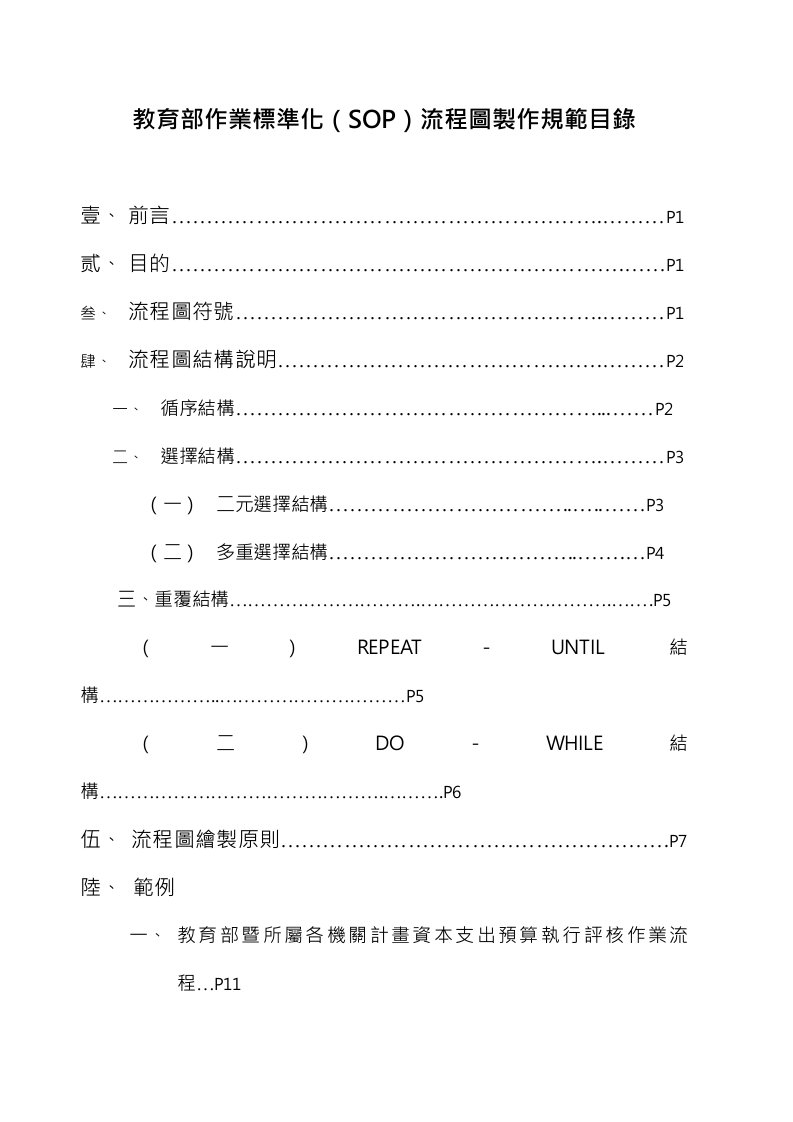 表格模板-教育部作业标准化SOP流程图制作规范目录