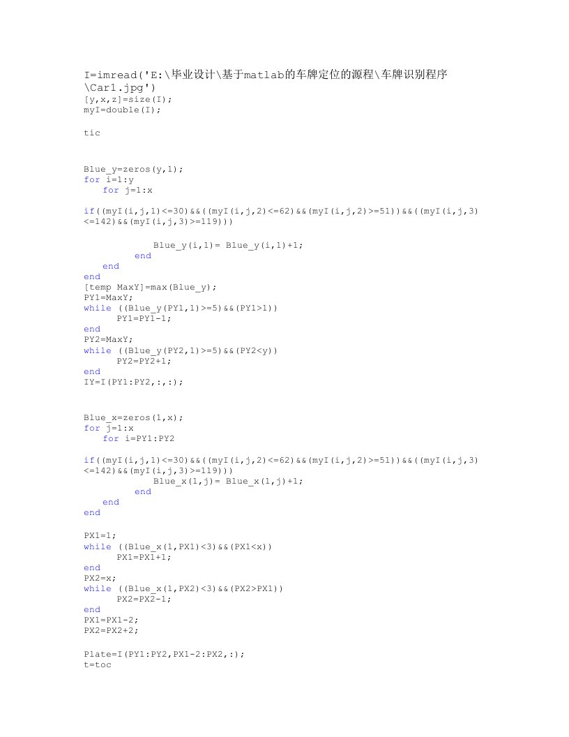 基于matlab的车牌定位源程序及运行结果