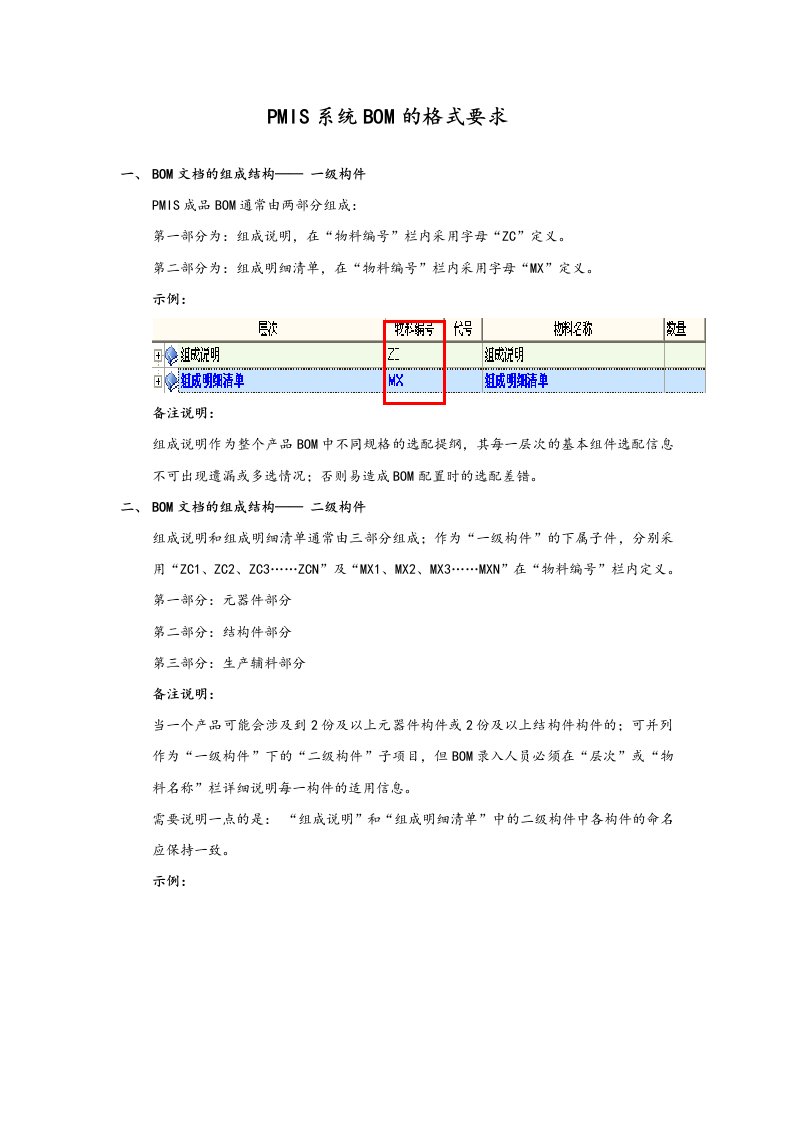 PMIS系统BOM管理操作说明