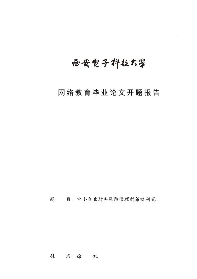 中小企业财务风险管理策略研究报告开题报告