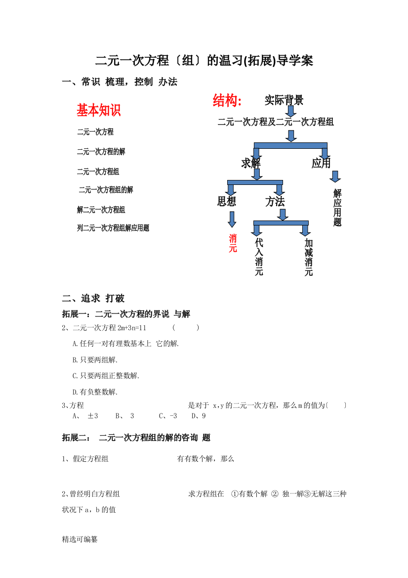 二元一次方程组的拓展导学案