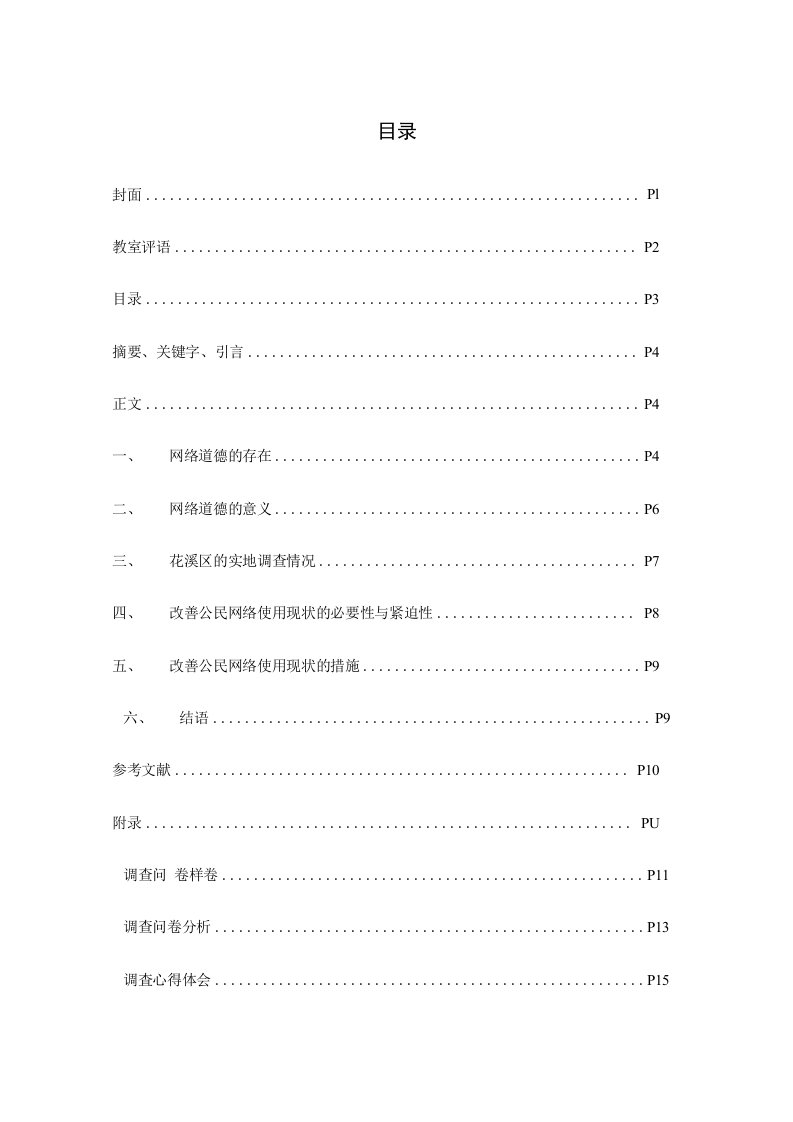 公民网络道德调查实践报告