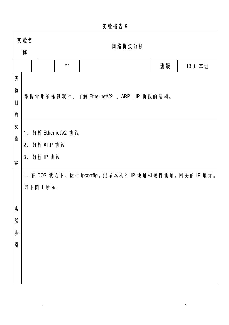 网络协议分析实验报告