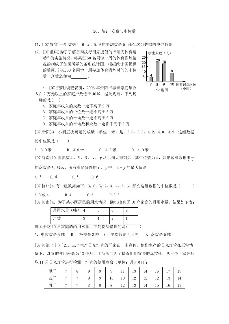 统计-众数与中位数