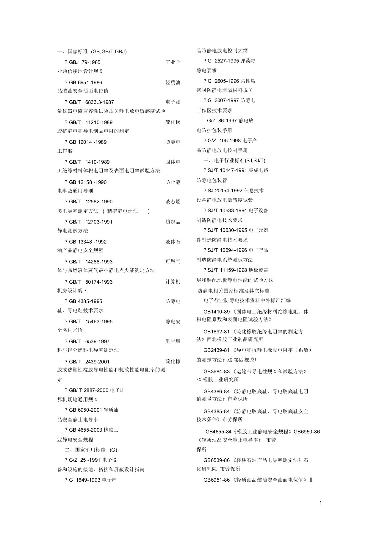 防静电国家标准