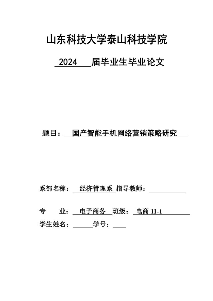 国产智能手机网络营销策略研究