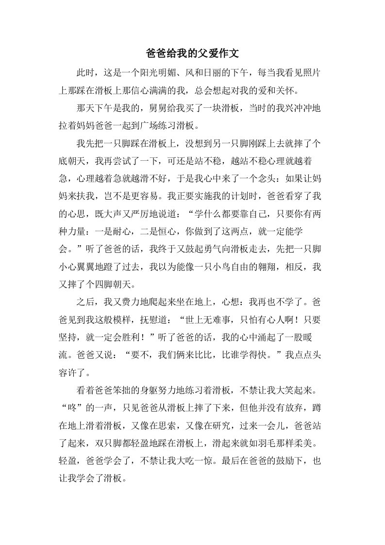 爸爸给我的父爱作文