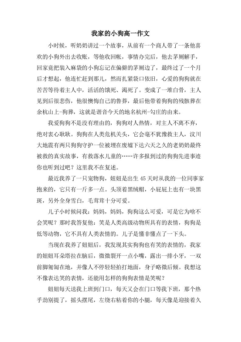 我家的小狗高一作文