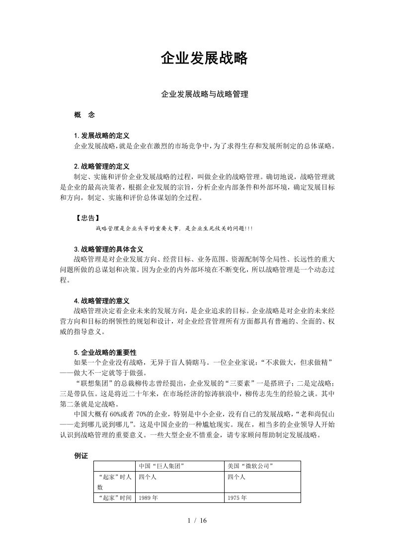 企业发展战略解析