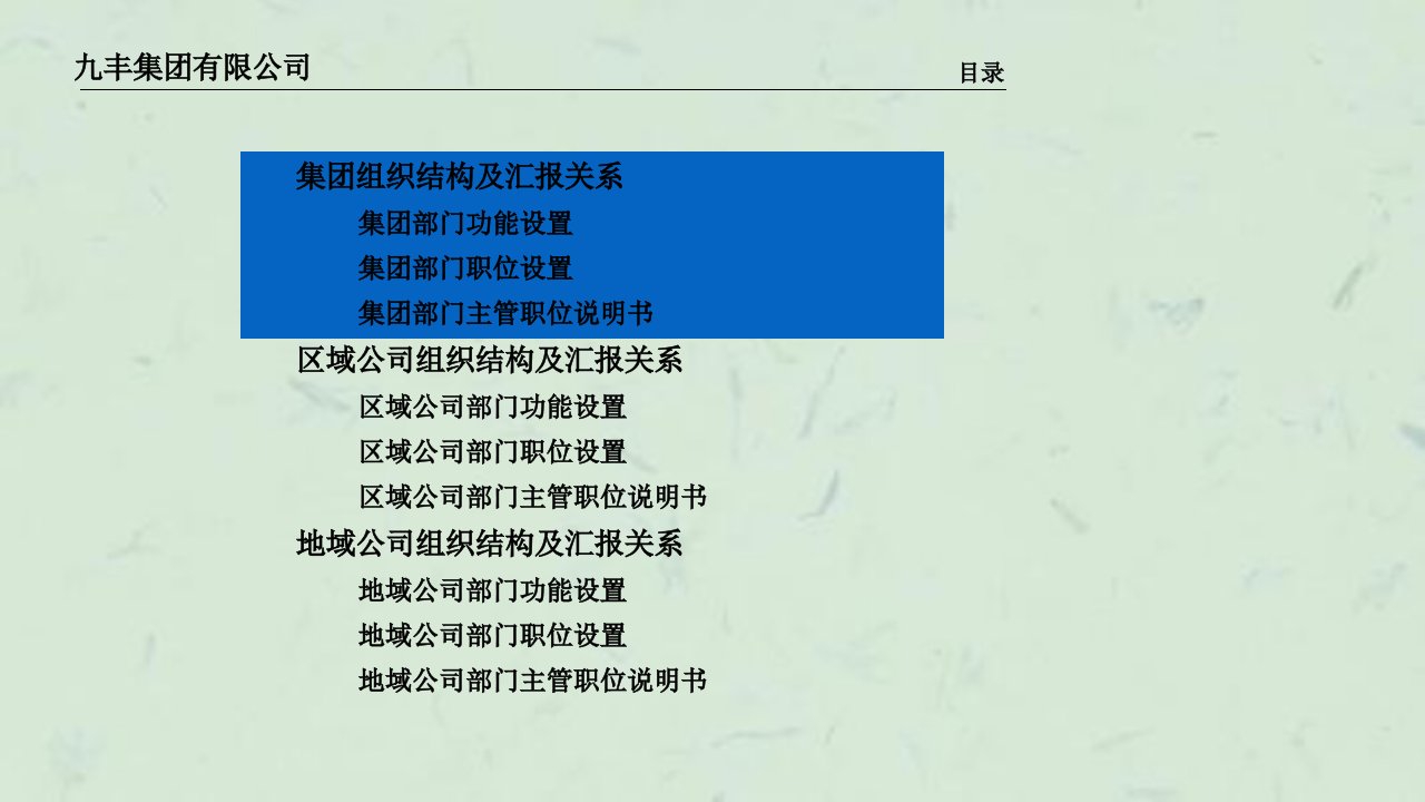 远卓珠海九丰集团组织结构功能设置职位说明书z课件