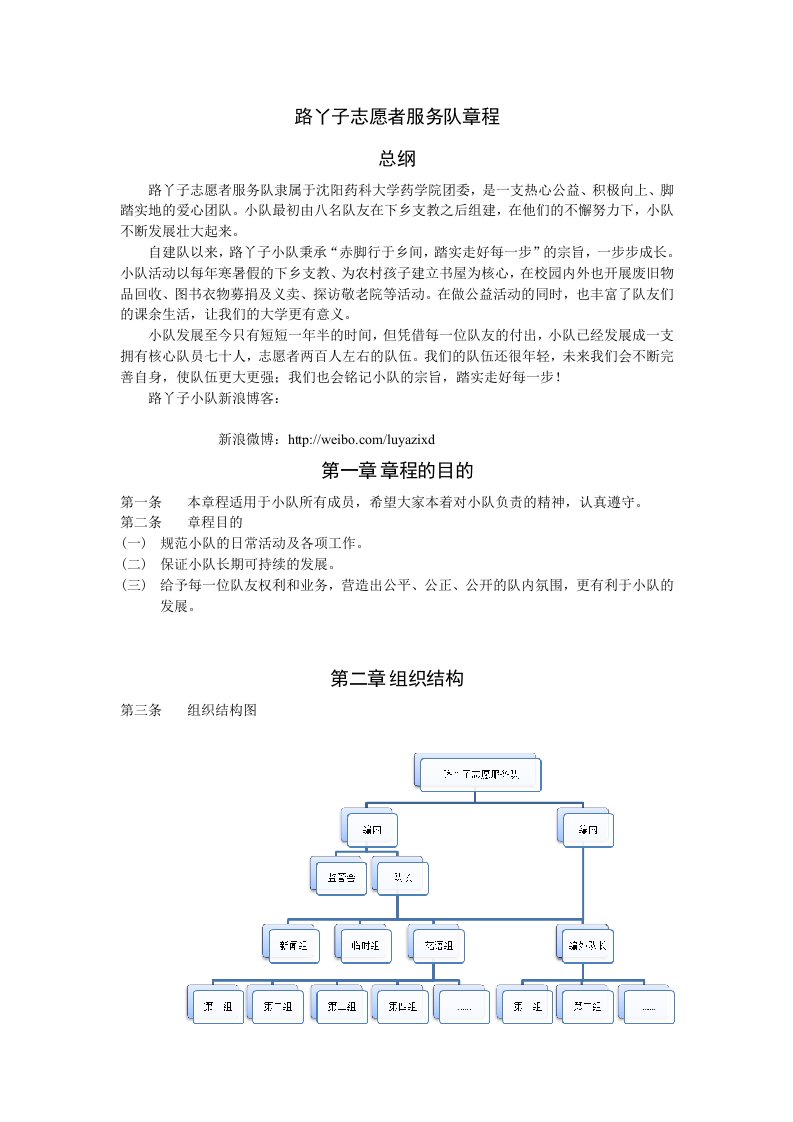 路丫子志愿服务队章程