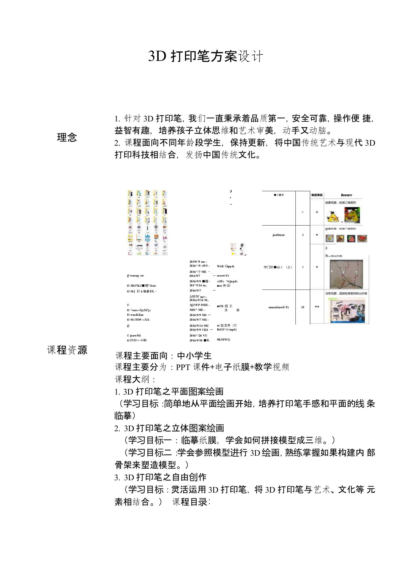 3D打印笔课程方案