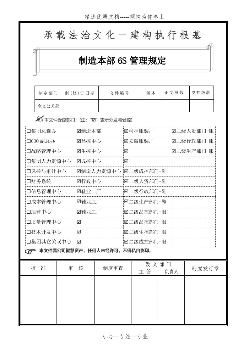 办公室-6S管理规定范本(共10页)