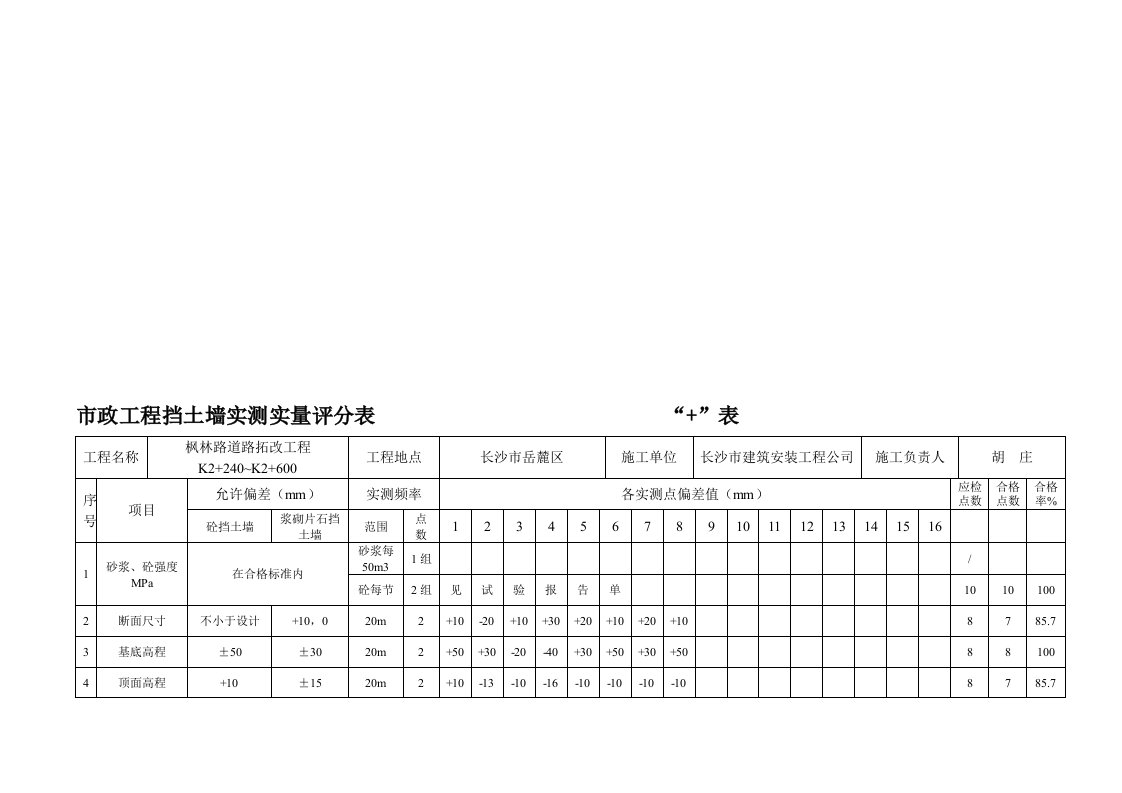 实测实量评分表(挡土墙)