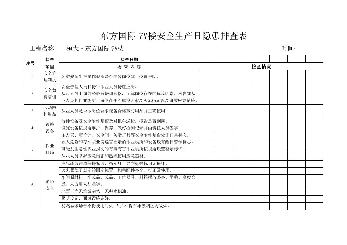 日周月排查表