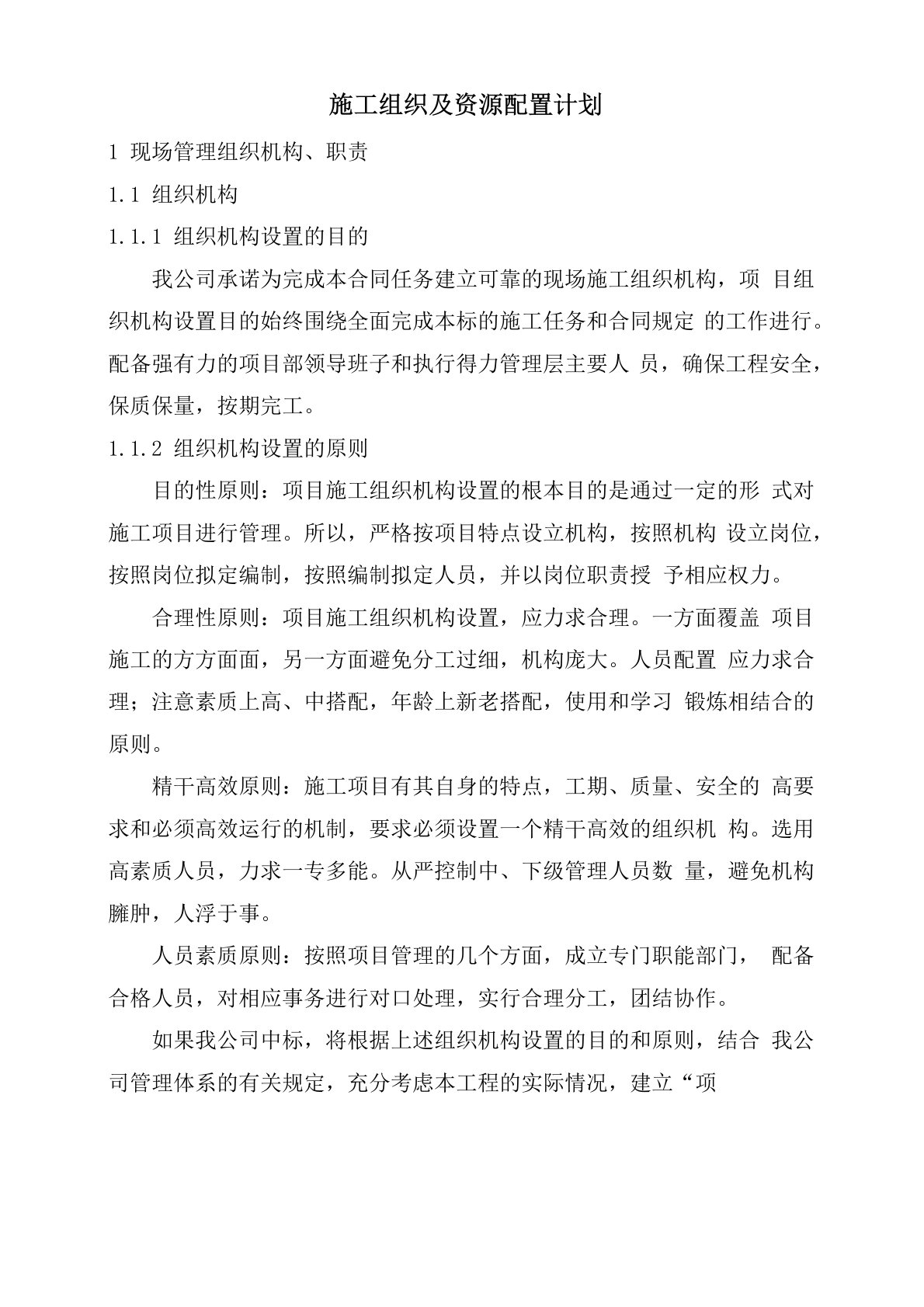 施工组织及资源配置计划