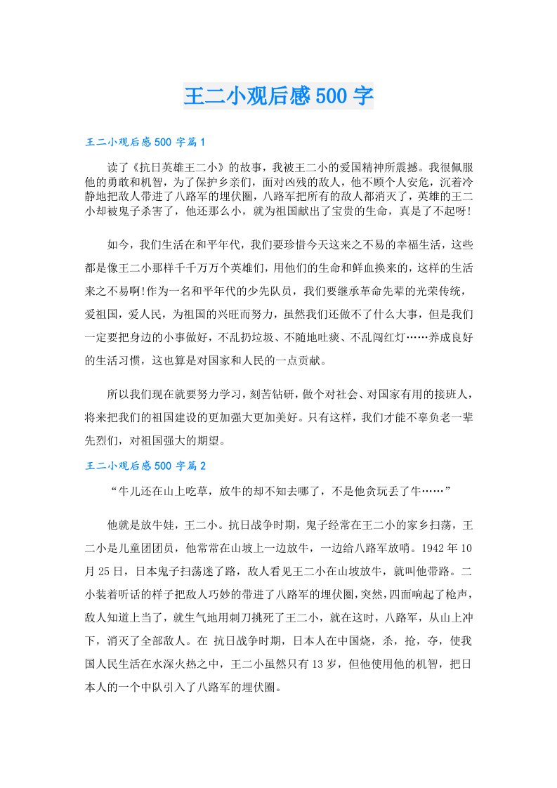 王二小观后感500字