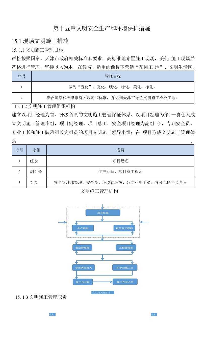 第十五章文明安全生产和环境保护措施