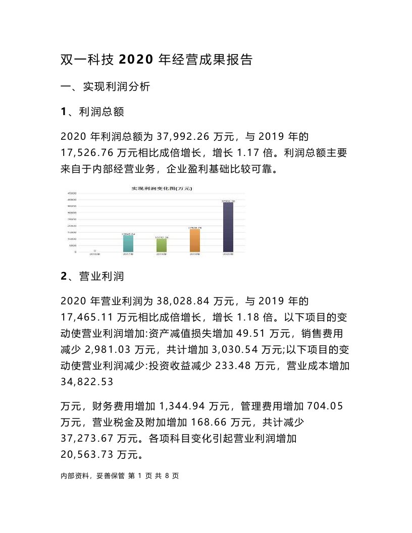 双一科技2020年经营成果报告