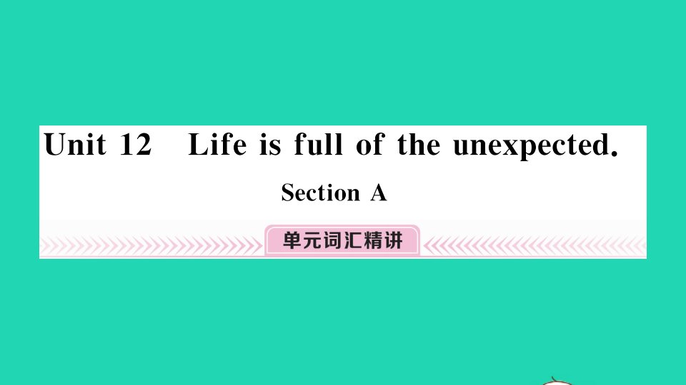 安徽专版九年级英语全册Unit12LifeisfulloftheunexpectedSectionA小册子作业课件新版人教新目标版