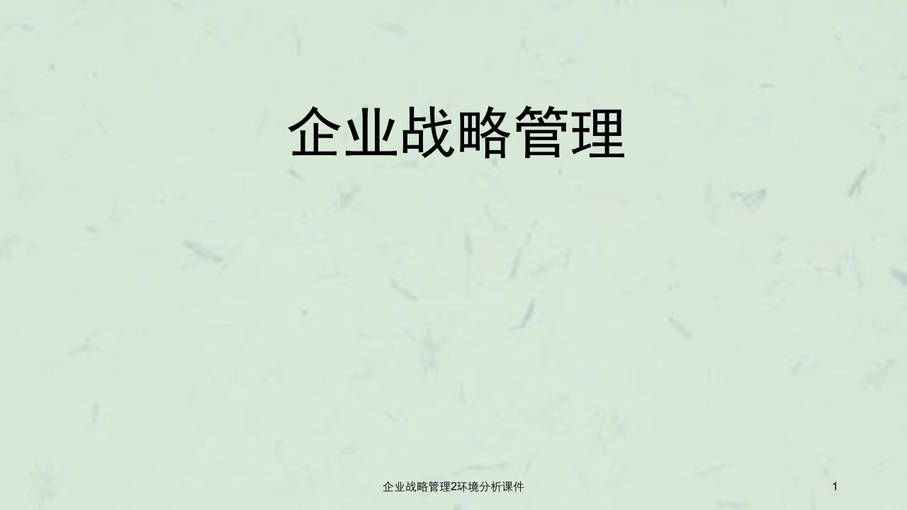 企业战略管理2环境分析课件