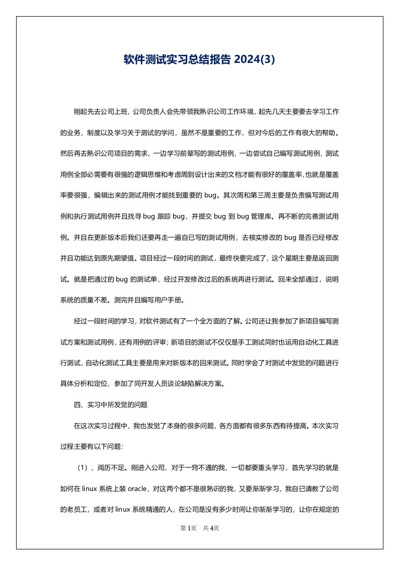 软件测试实习总结报告2024(3)