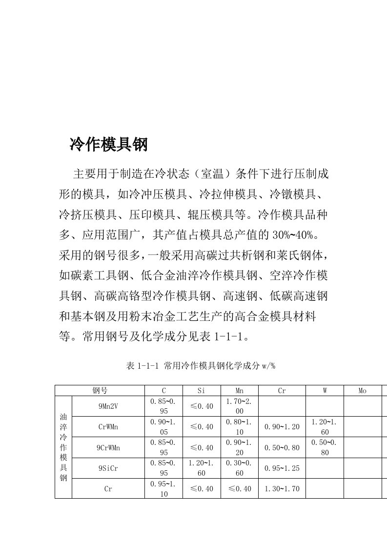 塑料模具用钢与挤压模具用钢